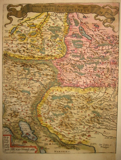 Ortelius Abraham (1528-1598) Tirolis comitatus 1603 Anversa, Jean Baptiste Vrients